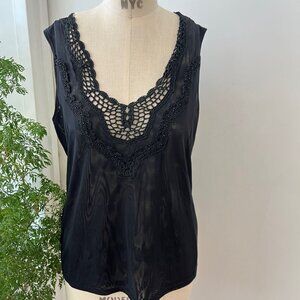 Alberto Makali Black Crochet, Embroidered and Beaded Tank Size XL